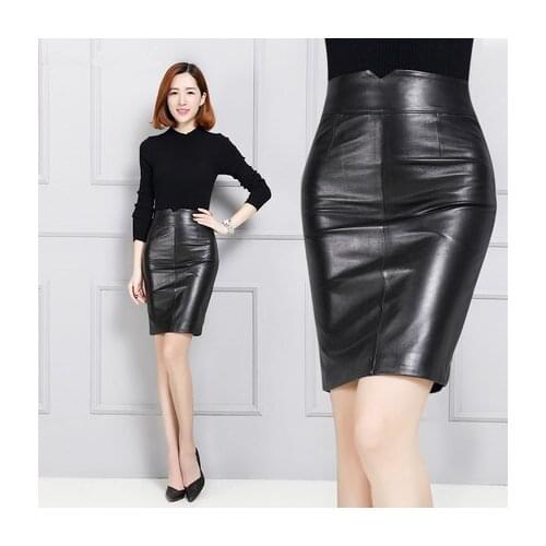 Top brand Over-the-knee Long Women Genuine Leather Skirt K122 high quality