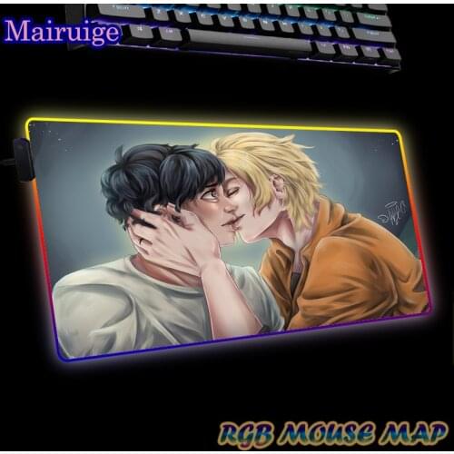 Mairuige banana fish RGB non-slip LED mouse pad gaming accessories laptop mouse pad XXL keyboard desk pad