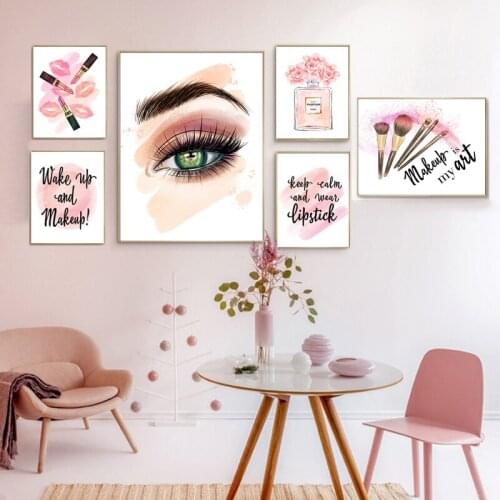 Lipstick makeup, perfume, fashion poster brush, printed canvas, art painting, wall painting, girls house, home furnishing paint