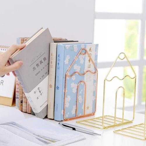 Nordic ins Style Multifunctional Portable Reading Bookshelf Metal Book Stand Fordable Document Book Holder Office Accessories