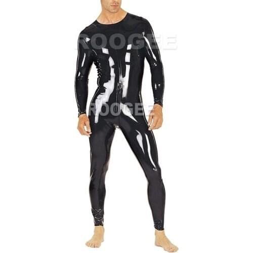 Fashion Latex Rubber Neck Entry Catsuit with Crotch Zip only
