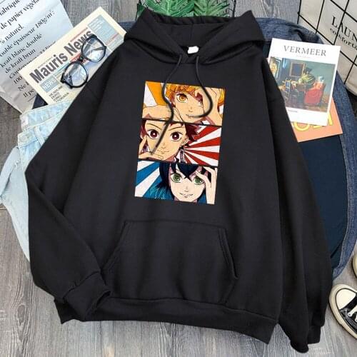 Anime Demon Slayer Print Man Hoodies Fleece Warm Sweatshirt Autumn Winter New Fashion Hip Hop Streetwear Hooded Mens Clothes