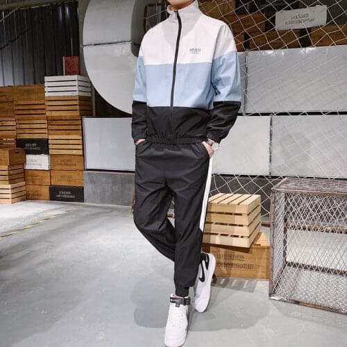 Mens Sets Jackets+Pants Autumn Sweatshirt Pant 2 Piece Streetwear Trousers Chandal Hombre Trainingspak Mannen Tracksuit Men