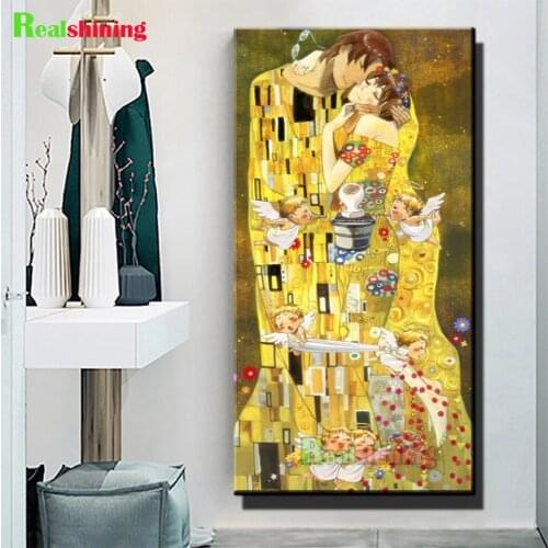 Gustav Klimt lover kiss 5d diy diamond painting cross stitch full square round drill rhinestone embroidery Angel Love N2199