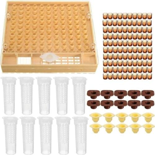Bees Tools Cages King Queen Rearing Cup Kit System Nicot Cage Cups Kit Complete Bee Catcher Cell Beekeeping Box D9P9