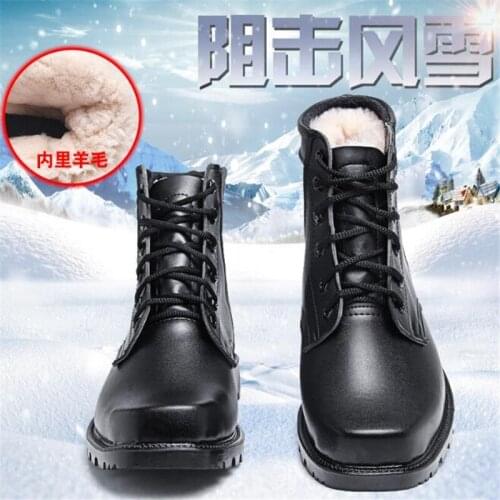 New winter outdoor leather mens boots pure wool high boots hiking boots casual boots non-slip warm boots boots designer