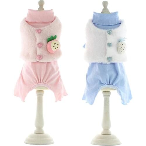 Autumn Dog Pajamas Soft Fruit Style Jumpsuit for Dogs Vest Detachable Teddy Poodle Clothes for Pets XS S M L XL