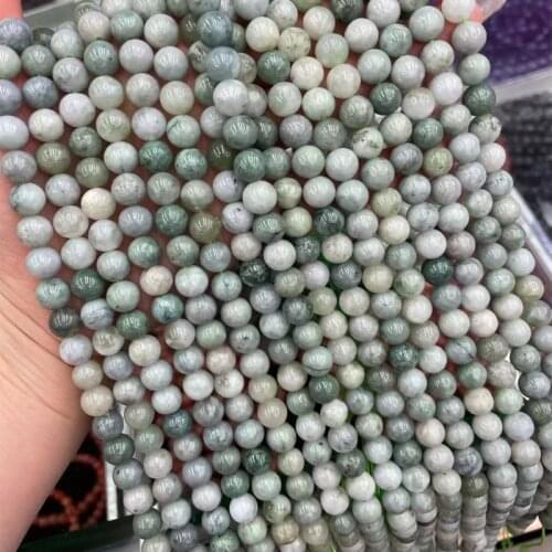 Genuine Natural Burma Jades Stone Beads 6/8/10/12mm Round Loose Jadeites DIY Bracelet Jewelry Making Strand 15