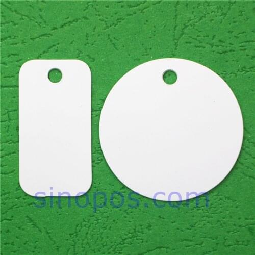 Plastic Blank White Tags 4cm, rectangular circle pet ID tag vet round PVC price label shoe clothes bag jewelry hangtag sign card