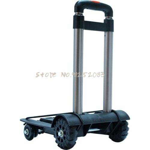 Portable Folding Trolley Trailer Four-wheel Aluminum Alloy Trolley Car Household Lightweight Grocery Shopping Thickened Luggage