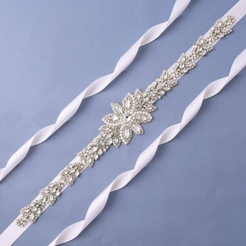 OLOMLB Bridal Belt Wedding Belt Rhinestones Silver Diamond Bridal Belt for Wedding Gown Wedding Accessories for Evening Dress