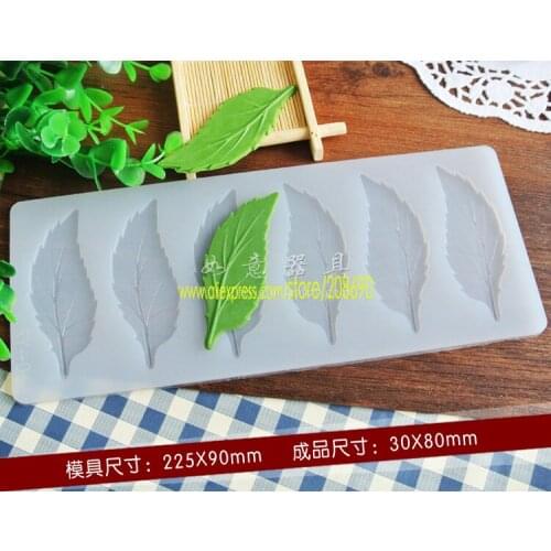6 cavity leaves shape silicon mold creative edible chocolate decorating for cupcake fondant cake tools RY-066