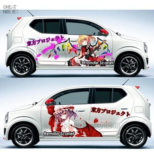 Car Styling Japanese Anime TouHou Project Remilia Flandr Scarlet Vinyl Sticker Decals Auto Body Racing Decal ACGN Paint Film