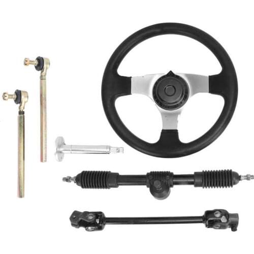 Steering Wheel Tie Rod Rack Go Kart Quad Assembly Set Replacement for 150cc-250cc Engines Steering Wheel Shaft New