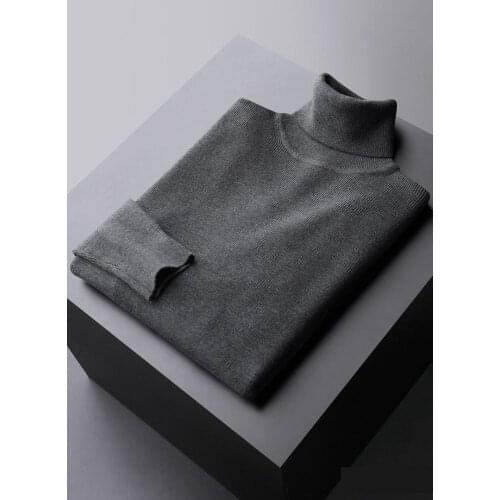 Classic Wool Mens Sweater High Quality Autumn And Winter Solid Color Turtleneck Sweater Male Fashion Fit Sweater Male 4XL