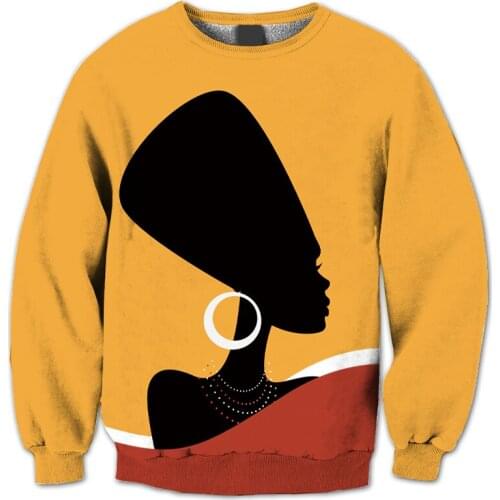 REAL American US SIZE African Queen Nef Sublimation Print Plus Size Crew Neck Sweatshirt