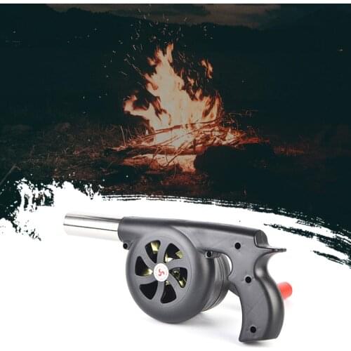 Outdoor Hand-Cranked Combustion Blower Manual Barbecue Picnic Camping Fire Tool Hairdryer Large Black