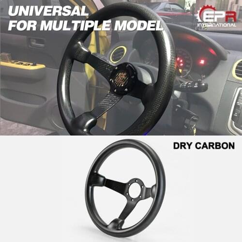 Car-styling Universal Fit Deep Dish Type Matt Dry Carbon Fiber Steering Wheel(335mm diameter,deep around 60mm, 6 bolts 70mm PCD)
