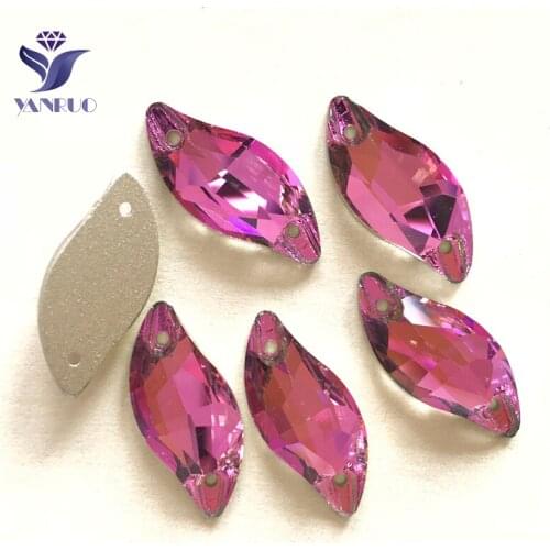 YANRUO 3254 All Sizes Rose Diamond Leaf Crystal Glass Beads Sew On Strass Rhinestone Sewing Flatback Stones