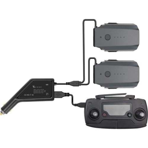 Outdoor Fast Charging Intelligent Battery Charger with USB Port Remote Controller Dual-Battery Car Charger for DJI Mavic Pro