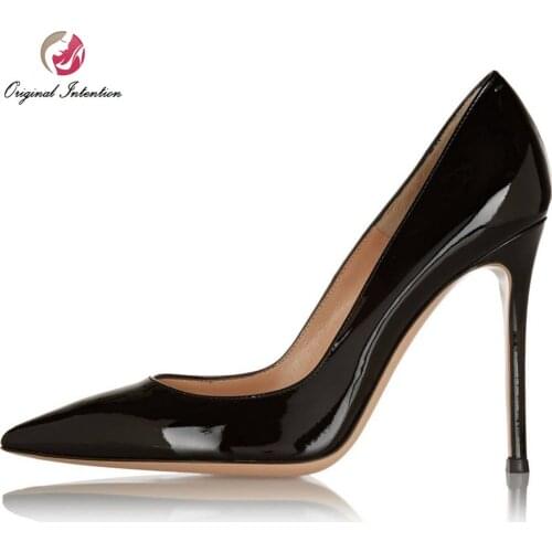 Original Intention 4 Colors High-qulaity Concise Women Pumps Popular Pointed Toe Thin High Heels Shoes Woman Plus Size 4-15