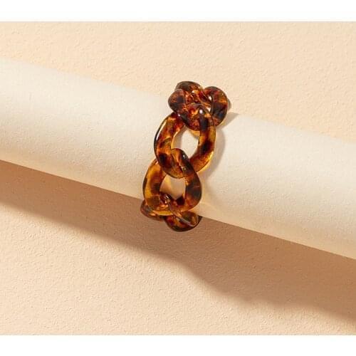 1pc 2021 moda colorido acrílico transparente resina anéis de corrente para mulheres meninas do vintage geométrico anéis festa jó