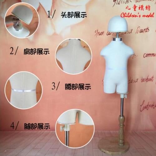 3-4 year-old childrens half-style models props, child clothing White Cotton fabric wood Disc base 1PC woman pet mannequin,HY017