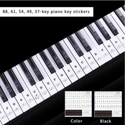 1pcs removable PVC Piano Sticker 54/61 88 Key Transparent Piano Keyboard Stave Electronic Keyboard Note Sticker