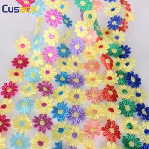 14 yards 2.5 cm Colorful Flower Lace Trims Applique Polyester Lace Fabric Cloth Trimmings Home Textiles Apparel Sewing 9 Colors