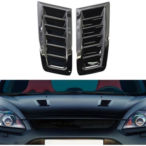 2Pcs Bonnet Vent Decorative Anti-scratch Gloss Black ABS Air Flow Intake Cover for Ford Focus-RS MK2