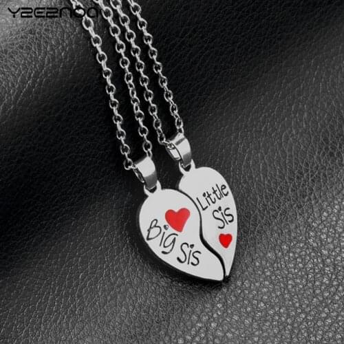2PC/Set Best Love Couple Big Little Sisters Necklace Gift Friend Girls Women Borken Heart Necklace Sisters Pendant Necklaces