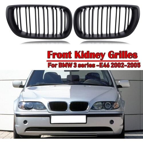 2Pcs Car Style Car Front Bumper Kidney Grille Grill Fit For BMW E46 4 Door 4D 3 Series 2002 2003 2004 2005 Car Accessories