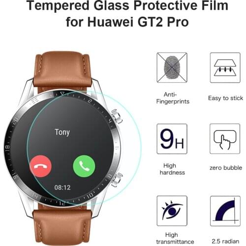 2PCS Tempered Glass Screen Protector for Huawei Watch GT 2 Pro Smartwatch Screen Protective Film Anti-Scratch