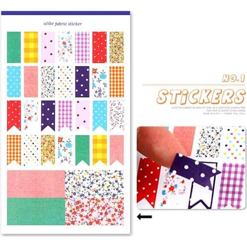 DIY Photo Album Scrapbook Self-adhesive Decorative Paper Stickers Dot Painting Flag Stripe Floral Printing 4sheets/set