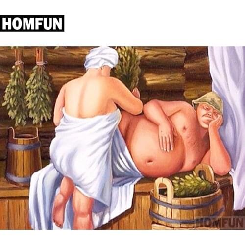 HOMFUN Full Square/Round Drill 5D DIY Diamond Painting "Cartoon Bathe" 3D Embroidery Cross Stitch 5D Home Decor A00743