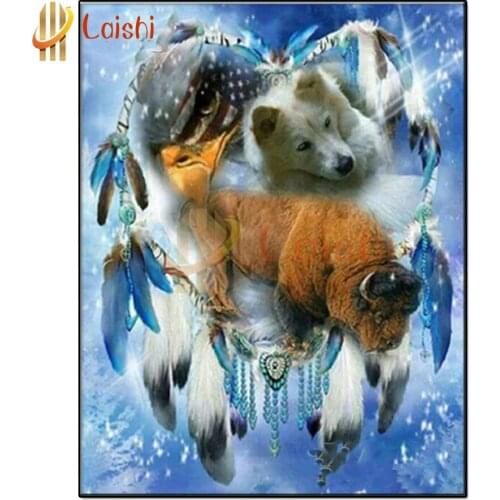 Diamond Painting Dream catcher, indian feathers, animal diamond mosaic full square diamond embroidery cross stitch home decor
