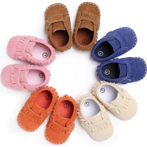 Baby PU soft shoes men and women baby solid color tassel fashion shoes