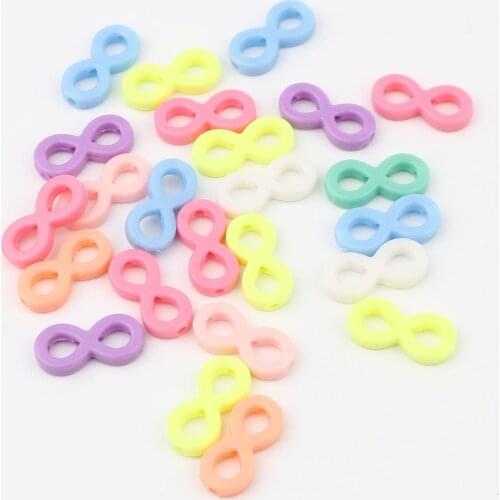 DoreenBeads Creative Acrylic Beads Infinity Symbol At Random Color Women DIY Bracelets Party Jewelry About 21mm x 10mm,200 PCs