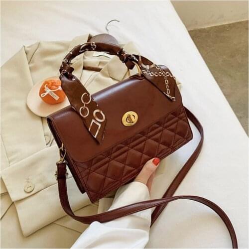 Elegant Female Ribbon Tote bag 2020 Fashion New High quality PU Leather Womens Designer Handbag Lock Shoulder Messenger Bag