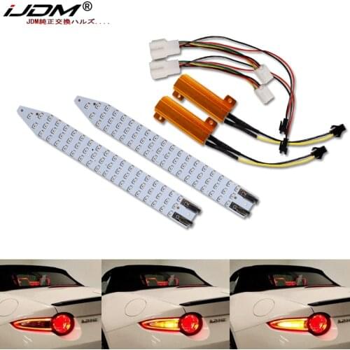 IJDM (2) Amber/Red Full 7440 LED Sequential Dynamic Flash Turn Signal Lighting For 2016-up Mazda MX-5 ND OEM Rear Taillamp 12V