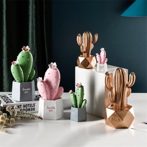 Ins Style Resin Cactus Ornaments Home Creative Decorations Living Room Tabletop Furnishings Rustic Home Decor Gifts