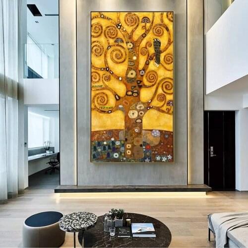 Famous Painting Tree of Life By Gustav Klimt Canvas Paintings Classical Reproductions Wall Picture Cuadros for Living Room Decor