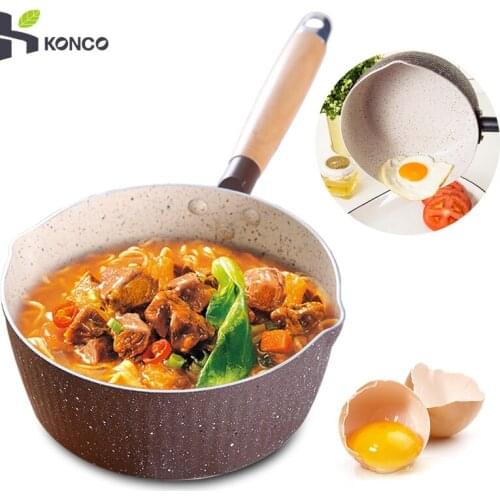 Konco Soup Stock Pots18cm Instant Noodle Cooking Pot Kitchen Cookware Non-Stick Stew Pot for Gas and Induction Use