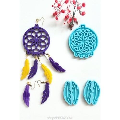 3Pcs Dream Catcher Mold Silicone Mold Keychain Pendants Epoxy Resin Casting Mold Feather Shape Earrings Mold A10 21 Dropship