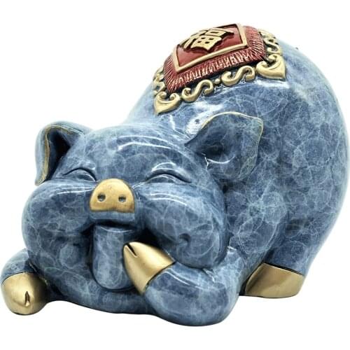 Copper Pig Ornaments Creative Gifts Lucky Office Decoration Feng Shui Furnishings Home Decor Livving Room Desktop Figurines