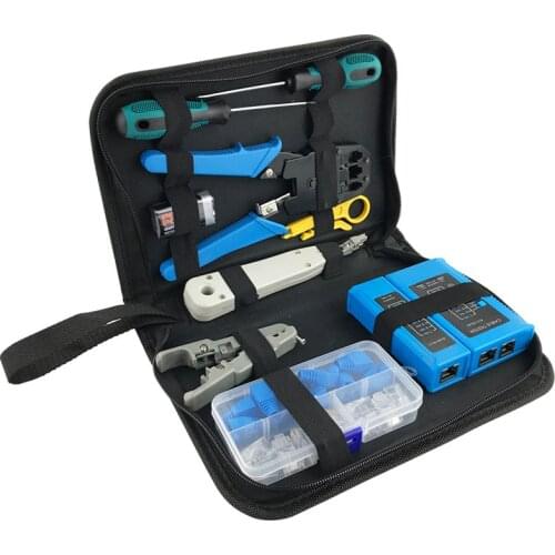 DWZ Computer Network Repair Tool Kit LAN Cable Tester Wire Cutter Screwdriver Pliers Crimping Maintenance Tool Set Bag