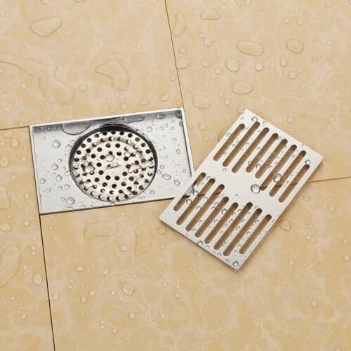 New chrome solid brass copper 140 x 90mm square anti-odor floor drain bathroom shower drainer cover