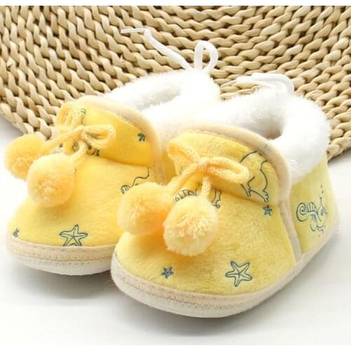 Newborn Baby Girls Princess Bowknot Fur Shoes Autumn Winter Warm First Walkers Soft Soled Infant Toddler Kids Girl Sweet Shoes