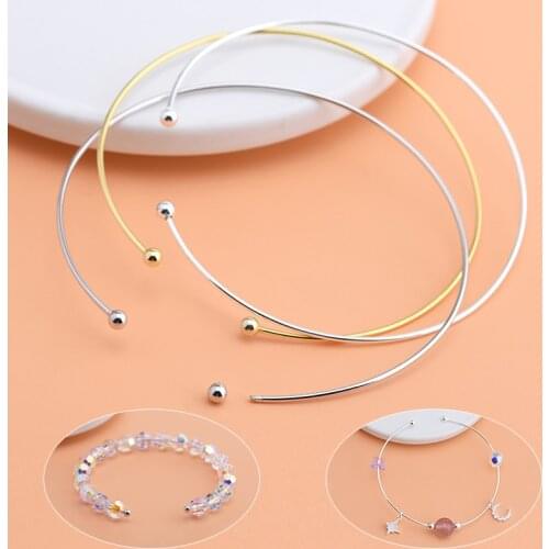 925 Sterling Silver open-top Bracelet, beaded pendant with heart link bracelet, handmade diy material crystal bracelet