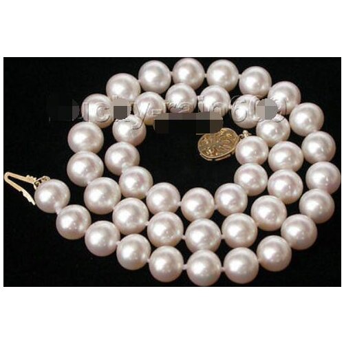 Genuine AAAA 17" 10-11MM ROUND WHITE SOUTH SEA PEARL NECKLACE 14K SOLID CLASP e1958